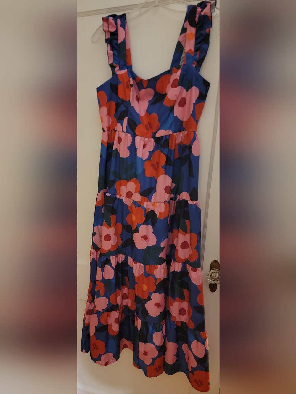 SHEIN Strapless Floral Tiered Maxi Dress
